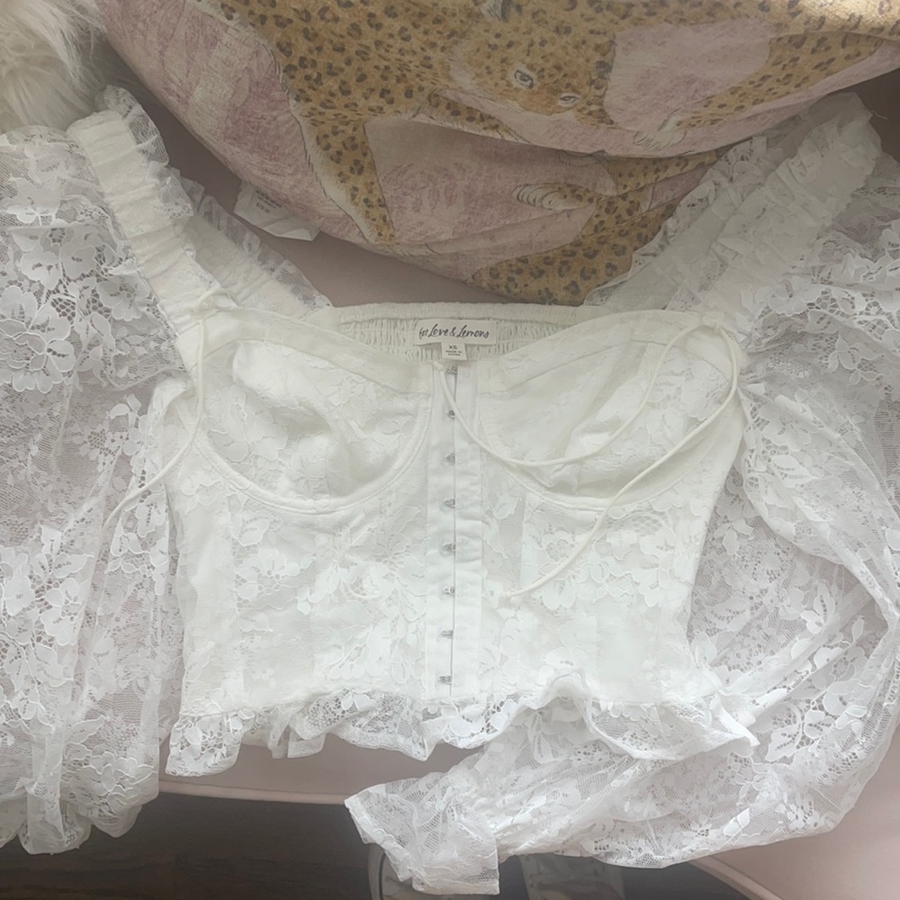 For Love & Lemons: white lace bustier